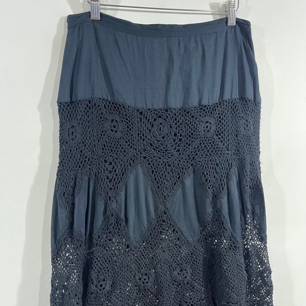 Willi Smith Fairy Grunge 90s VTG Crochet Lace Maxi Skirt Boho Tiered Size 8